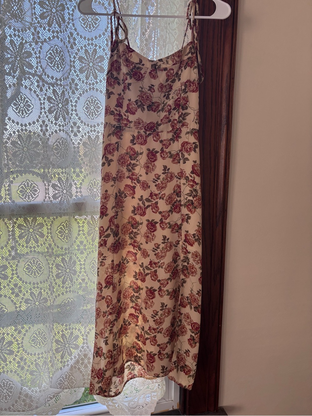 Floral Slip Midi Dress in Cream and Rose - 2bella